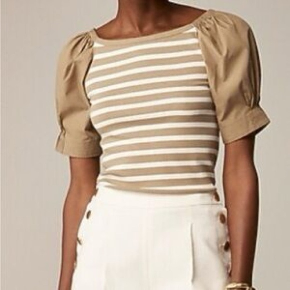 J.Crew striped puff-sleeve knit striped body paired puffed sleeves. Medium